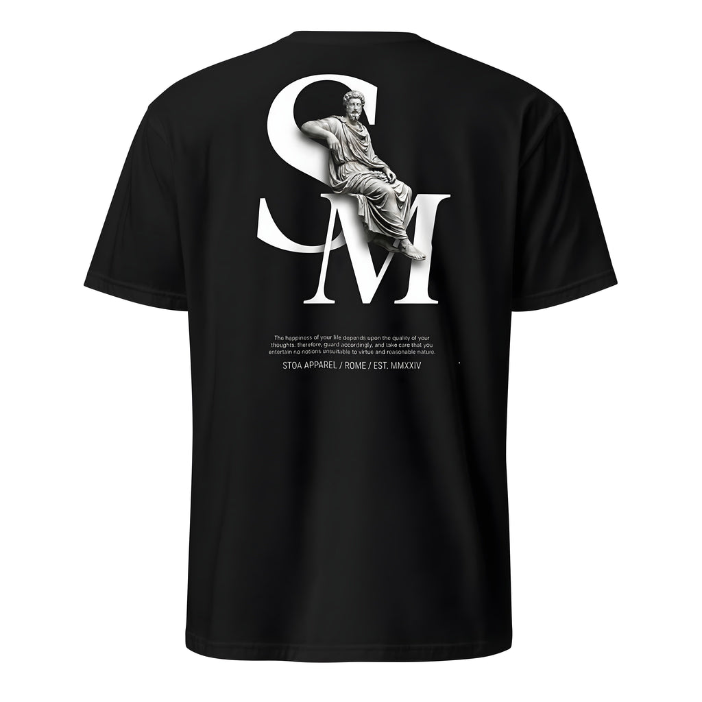 KryptClothing Ethos Shape unisex black T-shirt, soft cotton fabric, back view showing the minimalist design and comfortable fit.