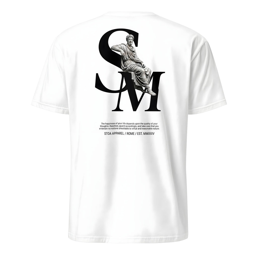 KryptClothing Ethos Shape unisex white T-shirt with soft fabric and simple design, shown from the back.