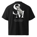KryptClothing Ethos Oversized black unisex organic high-neck T-shirt, back view showing relaxed fit and high neckline.