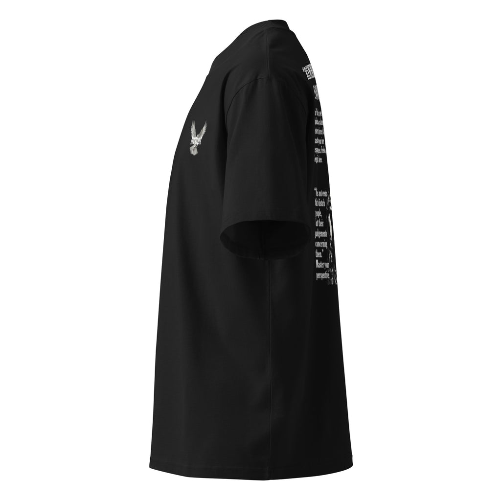 KryptClothing Logos Oversized T-shirt in black, unisex organic high-neck design with bold logo print on front.