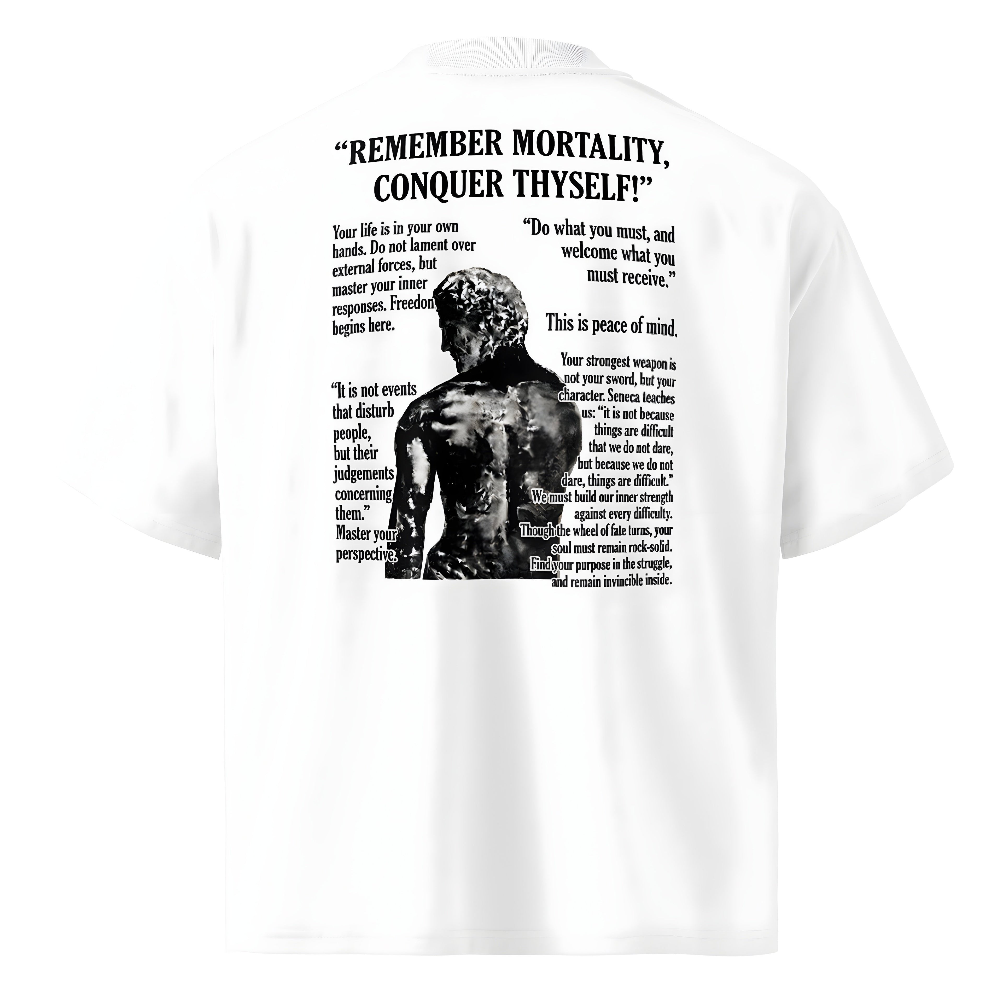 KryptClothing Logos Oversized T-Shirt in white, featuring a high neck and unisex organic cotton design, back view.
