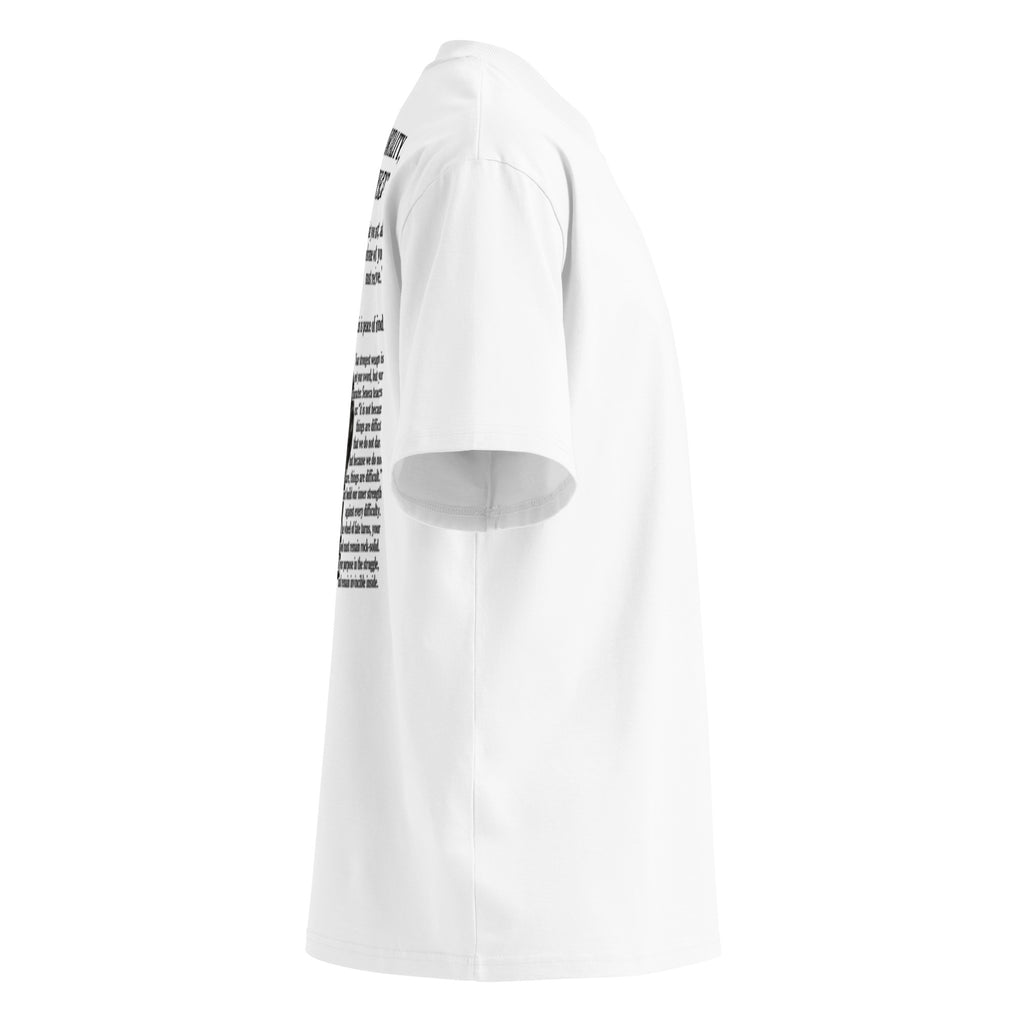 KryptClothing Logos Oversized T-shirt in white, unisex organic high-neck design with bold logo print.